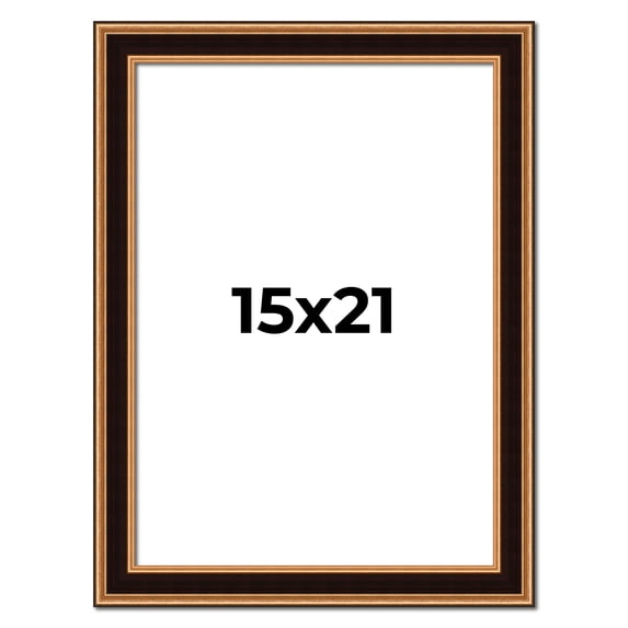 15x21 Frame Gold Brown Plein Air Vintage Solid Wood Picture Frame | 1.75 Inches Moulding Width |