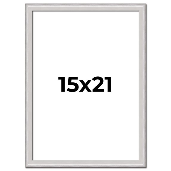 15x21 Frame Silver Inner Slope Bevel Picture Frame | 1 Inch Moulding Width | 0.75 Inch Rabbet Depth