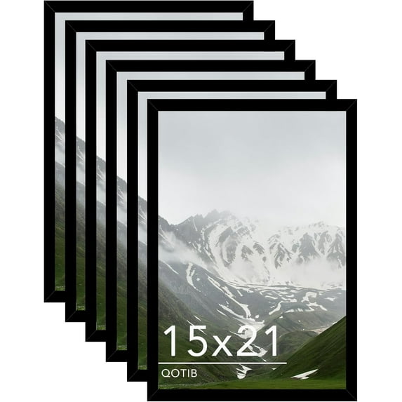 15x21 Picture Frame Black for Wall Mounting Set of 6, Horizontal and Vertical Formats for Wall Hanging, Wood 15x21 Frame, Black, 6 Pack