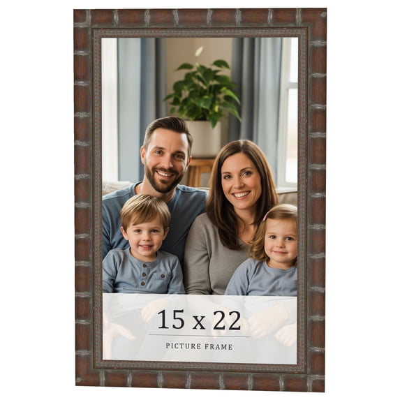 15x22 Dark Brown Bamboo Real Wood Picture Frame Width 1.5 inches | Interior Frame Depth 0.5 inches