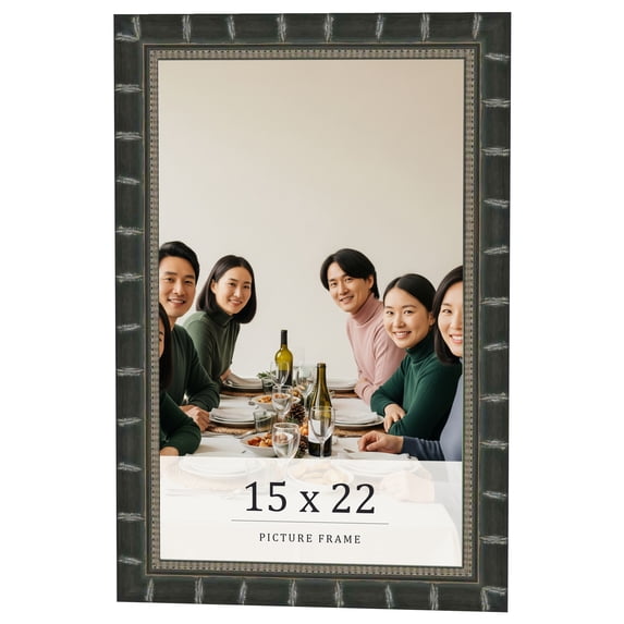 15x22 Frame Black Bamboo Solid Wood Picture Frame Width 1.5 Inches | Interior Frame Depth 0.5