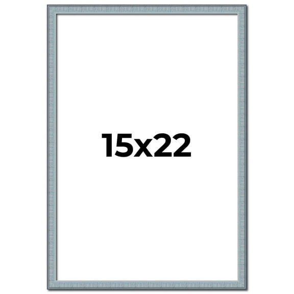 15x22 Frame Blue Scuffed Farm Board Solid Wood Picture Frame Width 0.75 Inches | Interior Depth 0.5