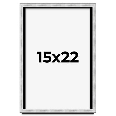 15x22 Frame Brushed Silver Solid Wood Picture Frame | 0.75 Inch Moulding Width | Rabbet Depth 0.75