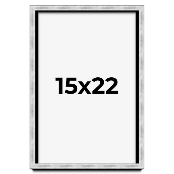 15x22 Frame Brushed Silver Solid Wood Picture Frame | 0.75 Inch Moulding Width | Rabbet Depth 0.75