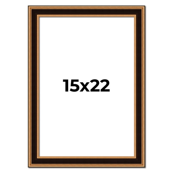 15x22 Frame Gold Brown Plein Air Vintage Solid Wood Picture Frame | 1.75 Inches Moulding Width |