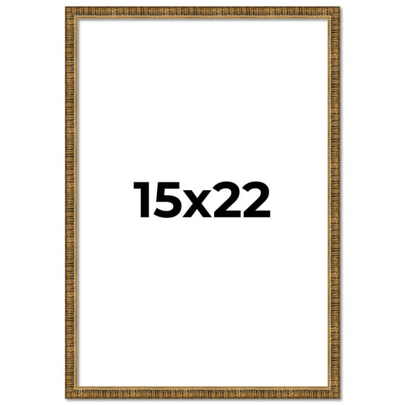 15x22 Frame Gold Kingsley Distressed Solid Wood Picture Frame Width 0.75 Inches | Interior Frame