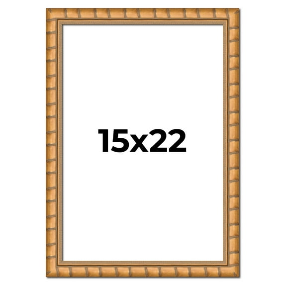 15x22 Frame Gold Real Wood Picture Frame Width 1.5 inches | Interior Frame Depth 0.5 inches |