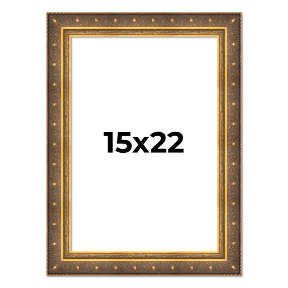 15x22 Frame Vintage Gold Solid Wood Picture Frame | 2.5 Inch Moulding Width | Ornate Bronze Museo