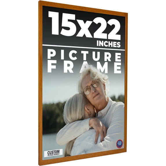 15x22 Slim Profile Brown Picture Frame - UV Acrylic, Foam Board Backing, Hanging Hardware