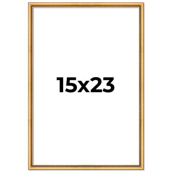 15x23 Frame Beaded Gold Solid Wood Picture Frame | 0.75 Inches Moulding Width | Liscio Oro