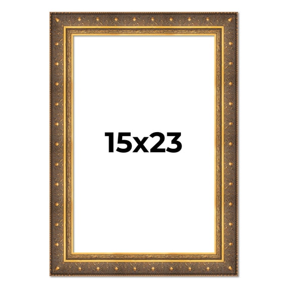 15x23 Frame Vintage Gold Solid Wood Picture Frame | 2.5 Inch Moulding Width | Ornate Bronze Museo