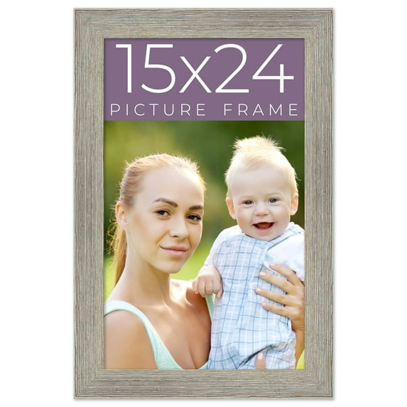 15x24 Frame Grey Real Wood Picture Frame Width 1.5 Inches | Interior Frame Depth 0.5 Inches | Barn