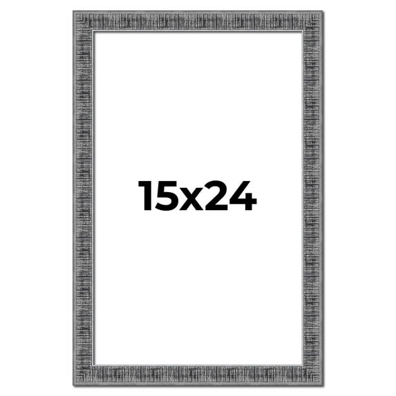 15x24 Frame Silver Black Rustic Sonoma Solid Wood Picture Frame | 1.5 Inch Moulding Width |