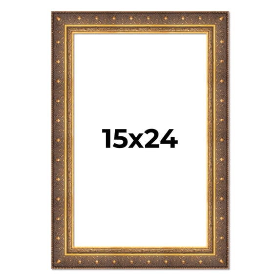 15x24 Frame Vintage Gold Solid Wood Picture Frame | 2.5 Inch Moulding Width | Ornate Bronze Museo