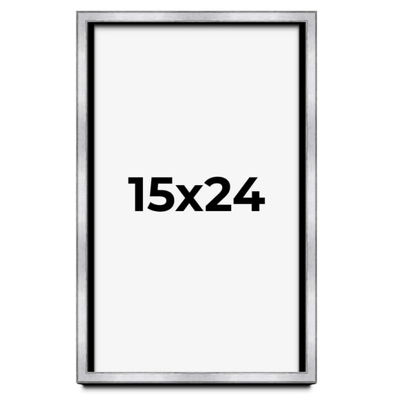 15x24 Shadow Box Frame Silver | 1.375 Inches Deep Real Wood Contemporary Shadowbox Display Frame |