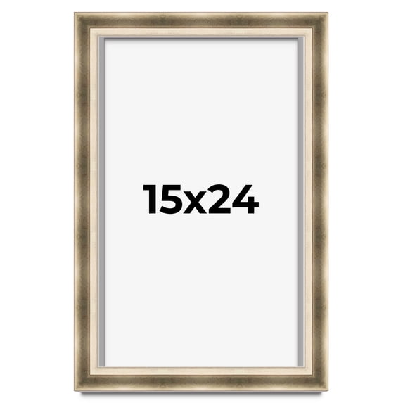 15x24 Shadow Box Frame Silver | 1.75 inches Deep Real Wood Traditional Shadowbox Display Frame | UV