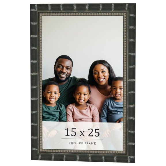 15x25 Frame Black Bamboo Solid Wood Picture Frame Width 1.5 Inches | Interior Frame Depth 0.5
