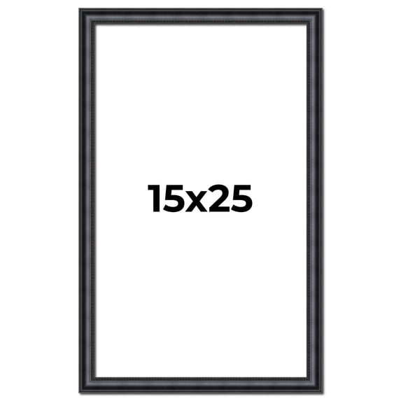15x25 Frame Black Real Wood Picture Frame Width 1.25 inches | Interior Frame Depth 0.5 inches |