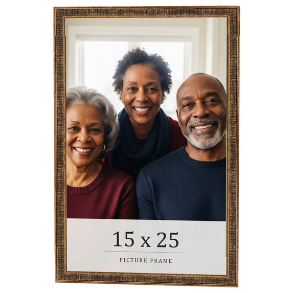 15x25 Frame Gold Kingsley Distressed Solid Wood Picture Frame Width 0.75 Inches | Interior Frame