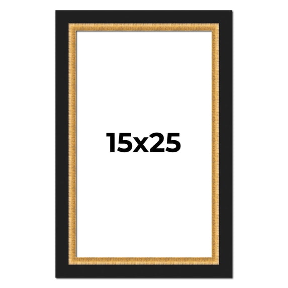 15x25 Frame Gold Real Wood Picture Frame Width 2.25 Inches | Interior Frame Depth 0.5 Inches |
