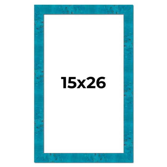 15x26 Frame Blue Teal Burl Wood Picture Frame | 1.75 Inch Moulding Width | Interior Frame Depth 0.5
