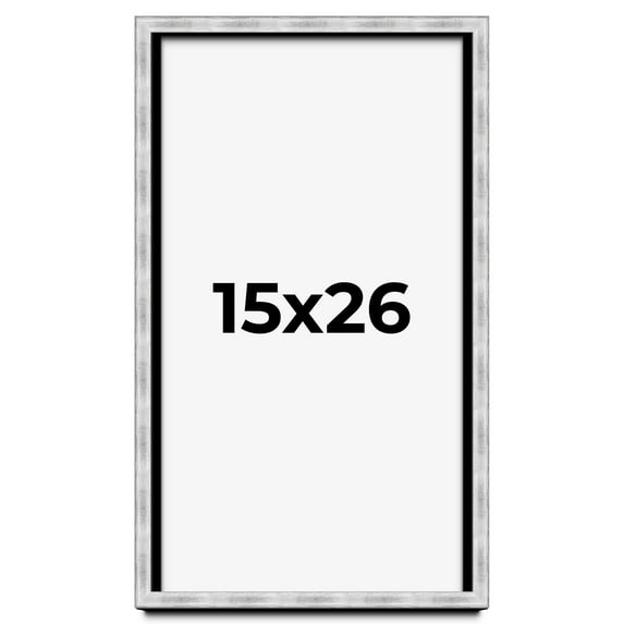 15x26 Frame Brushed Silver Solid Wood Picture Frame | 0.75 Inch Moulding Width | Rabbet Depth 0.75
