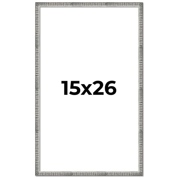 15x26 Frame Silver Grey Distressed Solid Wood Picture Frame | 0.75 Inch Moulding Width | Interior