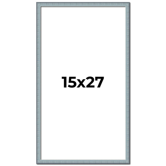 15x27 Frame Blue Scuffed Farm Board Solid Wood Picture Frame Width 0.75 Inches | Interior Depth 0.5