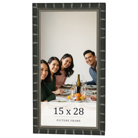 15x28 Frame Black Bamboo Solid Wood Picture Frame Width 1.5 Inches | Interior Frame Depth 0.5