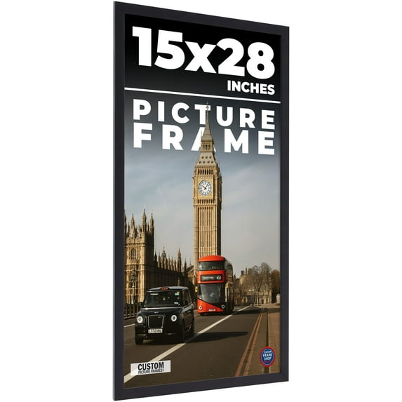 15x28 Frame Black Real Wood Picture Frame Width 0.75 inches | Interior Frame Depth 0.5 inches |