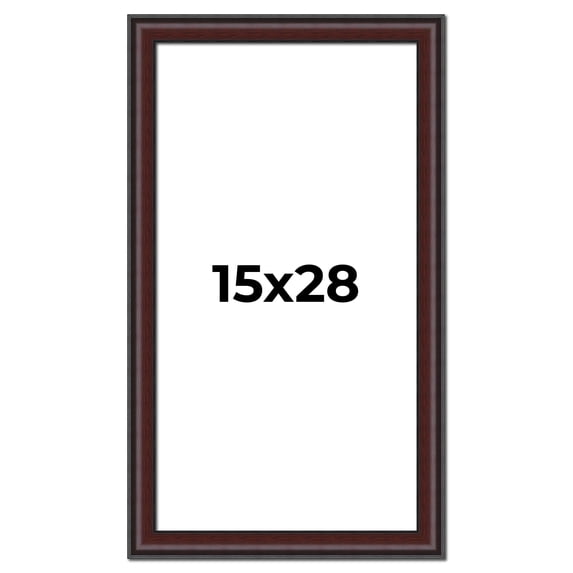 15x28 Frame Brown Round Mahogany Solid Wood Picture Frame | 1.625 Inch Moulding Width | with UV