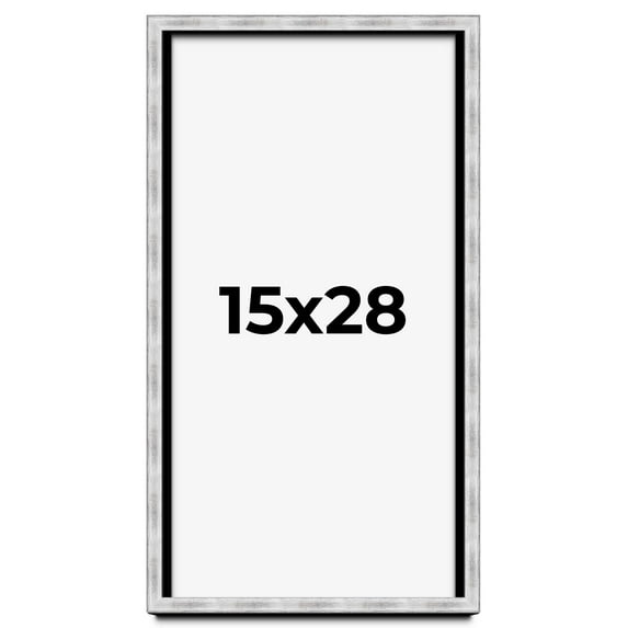15x28 Frame Brushed Silver Solid Wood Picture Frame | 0.75 Inch Moulding Width | Rabbet Depth 0.75