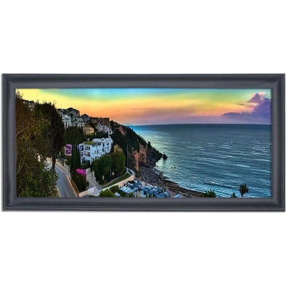 15x28 inch Picture Frame Solid Wood Black Panoramic Photo Frame,Suitable for Poster/Painting/Group Photo/Puzzle (A23B1528) 