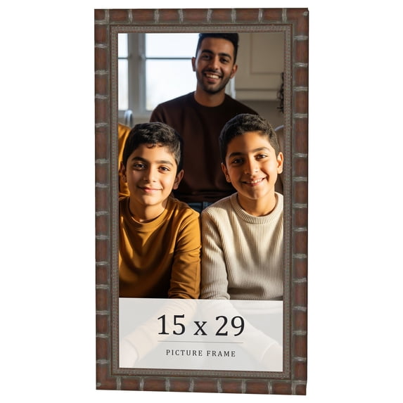 15x29 Dark Brown Bamboo Real Wood Picture Frame Width 1.5 inches | Interior Frame Depth 0.5 inches