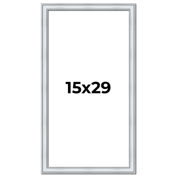 15x29 Frame Sterling Silver Solid Wood Picture Frame | 1.25 Inch Moulding Width | 0.75 Inch