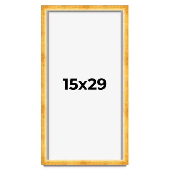 15x29 Shadow Box Frame Gold | 1.625 Inches Deep Real Wood Traditional Shadowbox Display Frame | UV