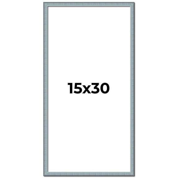 15x30 Frame Blue Scuffed Farm Board Solid Wood Picture Frame Width 0.75 Inches | Interior Depth 0.5