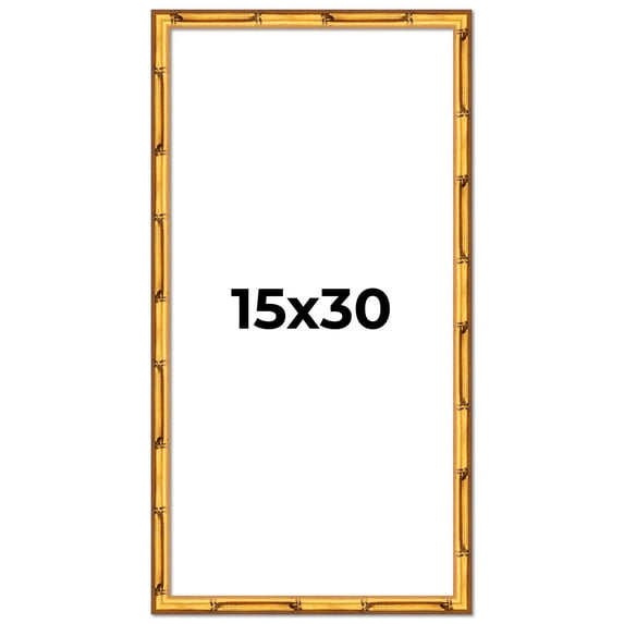 15x30 Frame Gold Bamboo Solid Wood Picture Frame | 1 Inch Moulding Width | Interior Frame Depth