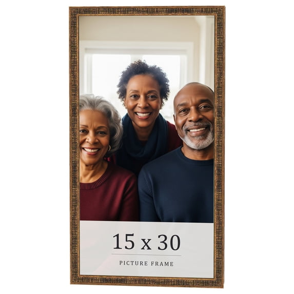 15x30 Frame Gold Kingsley Distressed Solid Wood Picture Frame Width 0.75 Inches | Interior Frame