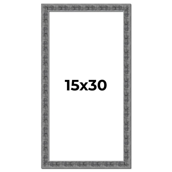 15x30 Frame Silver Black Rustic Sonoma Solid Wood Picture Frame | 1.5 Inch Moulding Width |