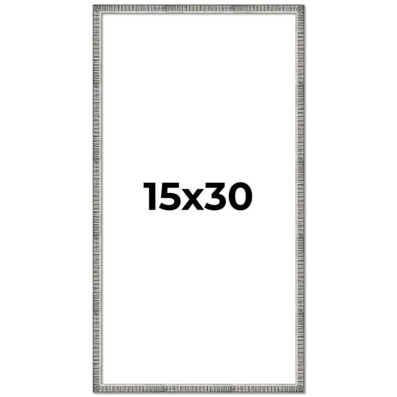 15x30 Frame Silver Grey Distressed Solid Wood Picture Frame | 0.75 Inch Moulding Width | Interior