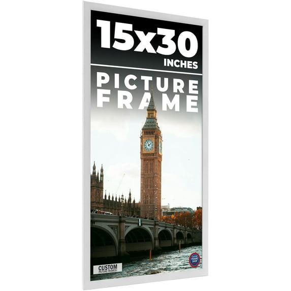 15x30 Frame White Real Wood Picture Frame Width 0.75 inches | Interior Frame Depth 0.5 inches |