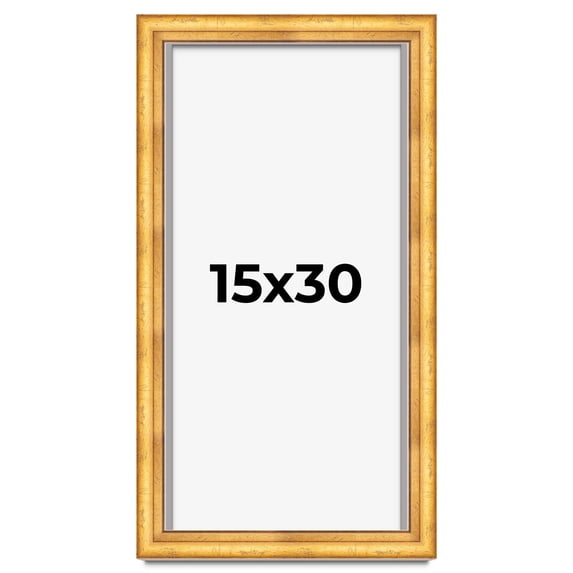 15x30 Shadow Box 1.75" Deep Gold Picture Frame - UV Acrylic, Backing, Hanging Hardware