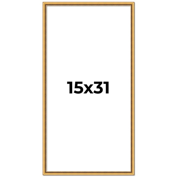 15x31 Frame Beaded Gold Solid Wood Picture Frame | 0.75 Inches Moulding Width | Liscio Oro