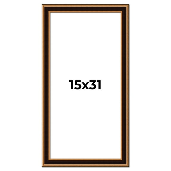 15x31 Frame Gold Brown Plein Air Vintage Solid Wood Picture Frame | 1.75 Inches Moulding Width |