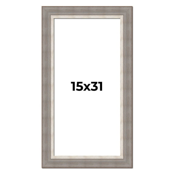 15x31 Frame Grey Real Wood Picture Frame Width 2.75 Inches | Interior Frame Depth 0.5 Inches |