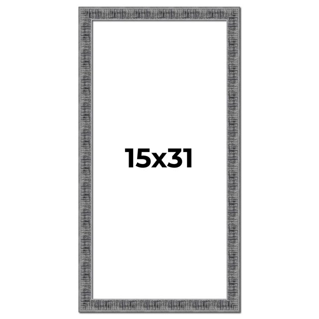 15x31 Frame Silver Black Rustic Sonoma Solid Wood Picture Frame | 1.5 Inch Moulding Width |