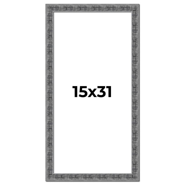 15x31 Frame Silver Black Rustic Sonoma Solid Wood Picture Frame | 1.5 Inch Moulding Width |