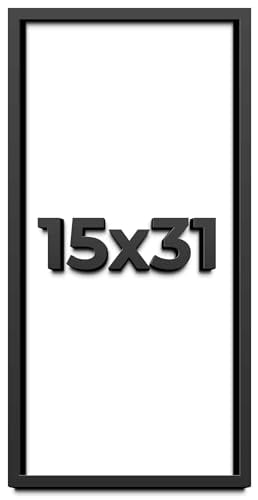 15x31 Shadow Box Frame Black | 1 Inch Deep Solid Wood Shadowbox Display ...