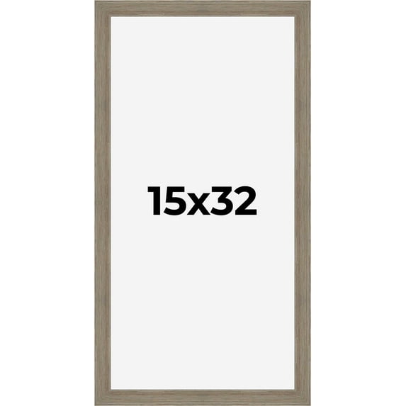 15x32 Frame Gray Barnwood Rustic Solid Wood Picture Frame | 1.5 Inch Moulding Width | Includes UV